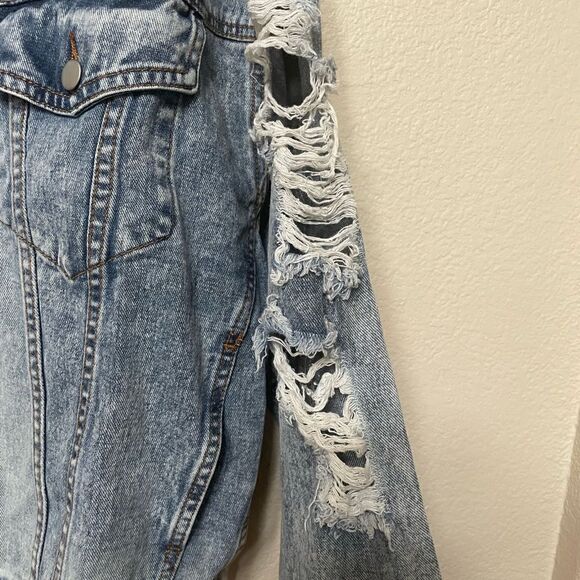 Nwt Hayden distresses denim beaded jacket Sz M/L - Picture 7 of 14